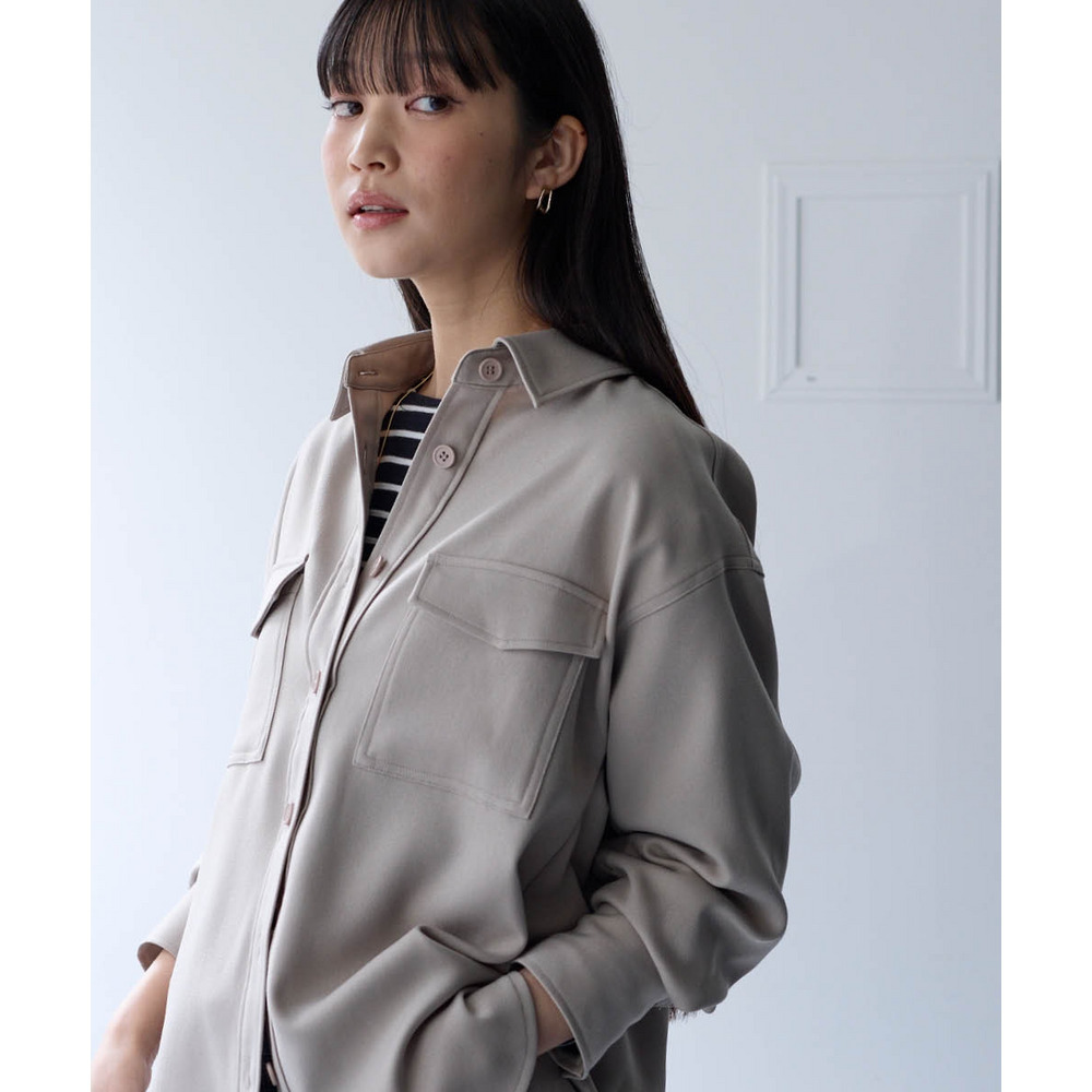 【美極】配色ステッチシャツジャケット 大きいサイズ27