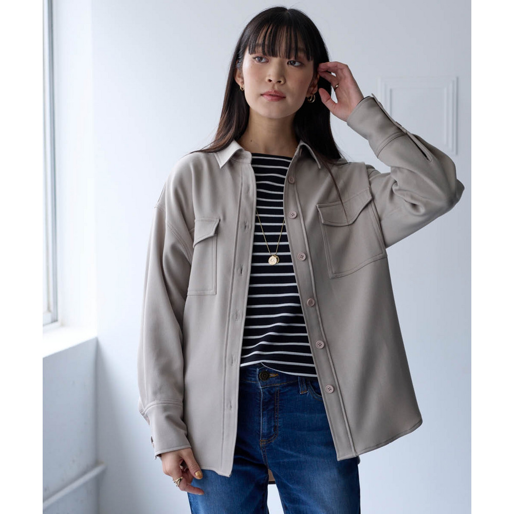 【美極】配色ステッチシャツジャケット 大きいサイズ28