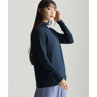 綿100％甘編みやわらかカットソー袖シャーリング使いすっきり見えタートルプルオーバー 大きいサイズ