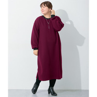配色使いふくれジャガードワンピース 大きいサイズ