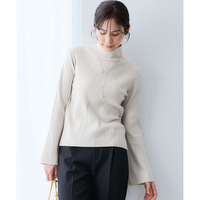【OTOさんコラボ】フレア袖ハイネックリブニット（ウォッシャブル・静電防止） 大きいサイズ