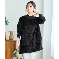ふんわりあたたかケーブルフリースモックネックチュニック 大きいサイズ