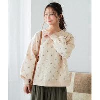 柔らか裏起毛リボン柄刺しゅうゆるシルエットトレーナー 大きいサイズ