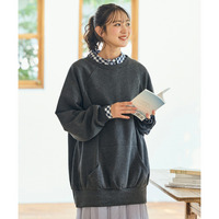 柔らか裏起毛ビッグシルエットロング丈トレーナー 大きいサイズ