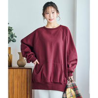 柔らか裏起毛ビッグシルエットロング丈トレーナー 大きいサイズ