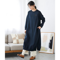 柔らか裏起毛ワンポイント刺しゅうゆるシルエットワンピース 大きいサイズ