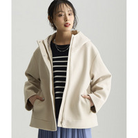 軽やかフェイクウールフードショートコート 大きいサイズ
