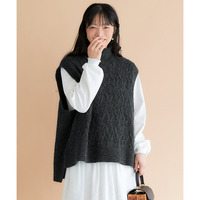 ケーブル編タートルニットベスト 大きいサイズ