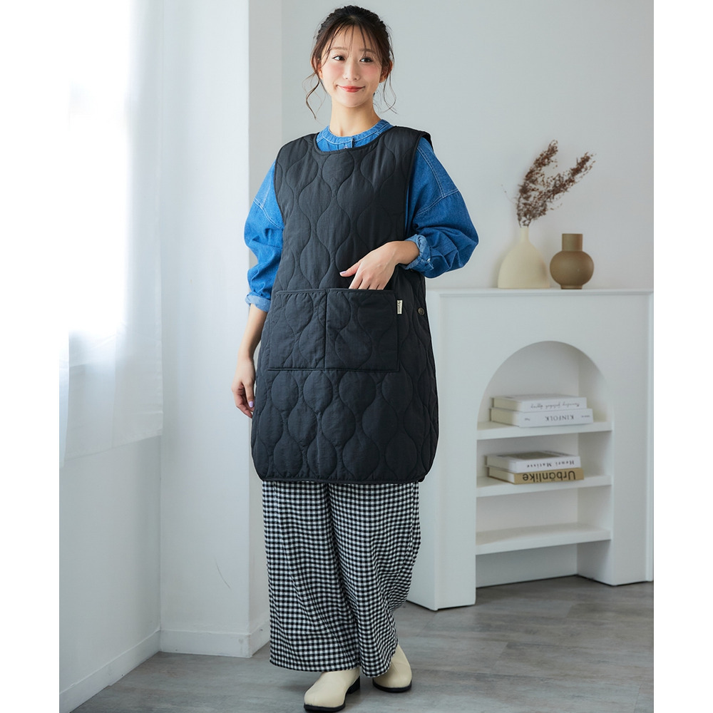 キルト×裏ボアベスト型エプロン(はっ水) 大きいサイズ10