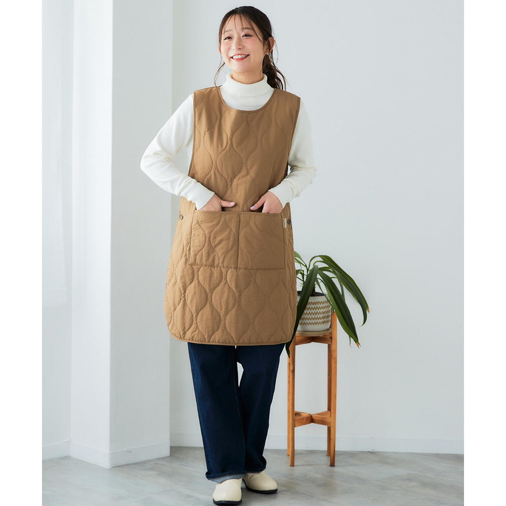 キルト×裏ボアベスト型エプロン(はっ水) 大きいサイズ11