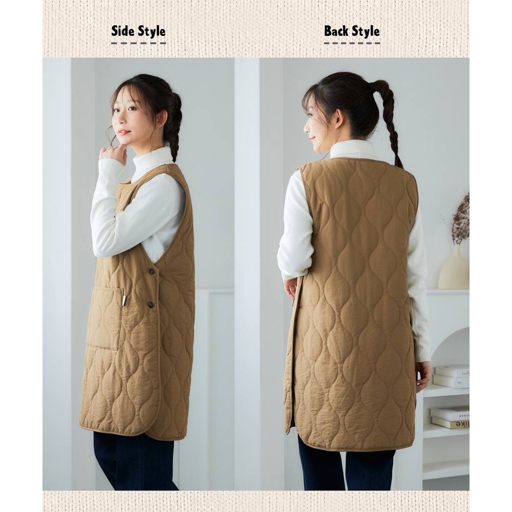 キルト×裏ボアベスト型エプロン(はっ水) 大きいサイズ7