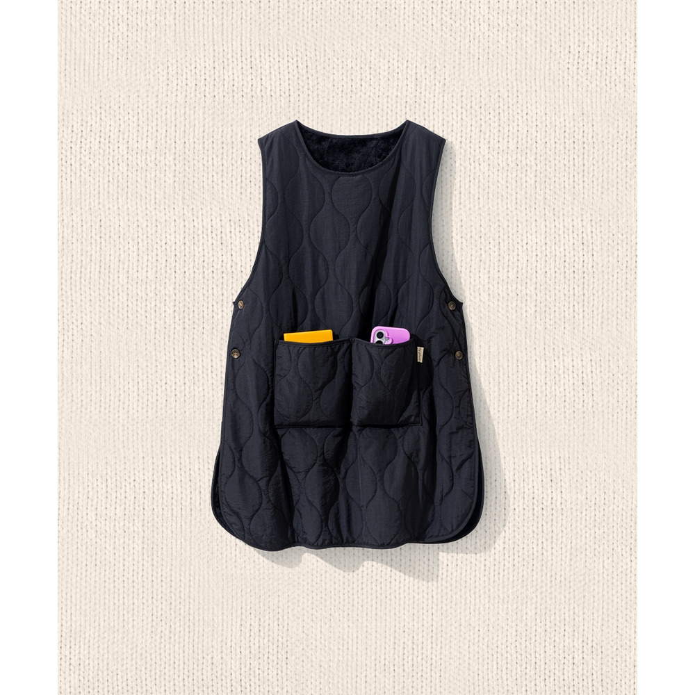 キルト×裏ボアベスト型エプロン(はっ水) 大きいサイズ8