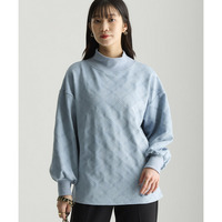 洗濯機で洗えるフェイクスエードエンボス柄ハイネックゆるプルオーバー 大きいサイズ