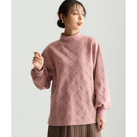 洗濯機で洗えるフェイクスエードエンボス柄ハイネックゆるプルオーバー 大きいサイズ