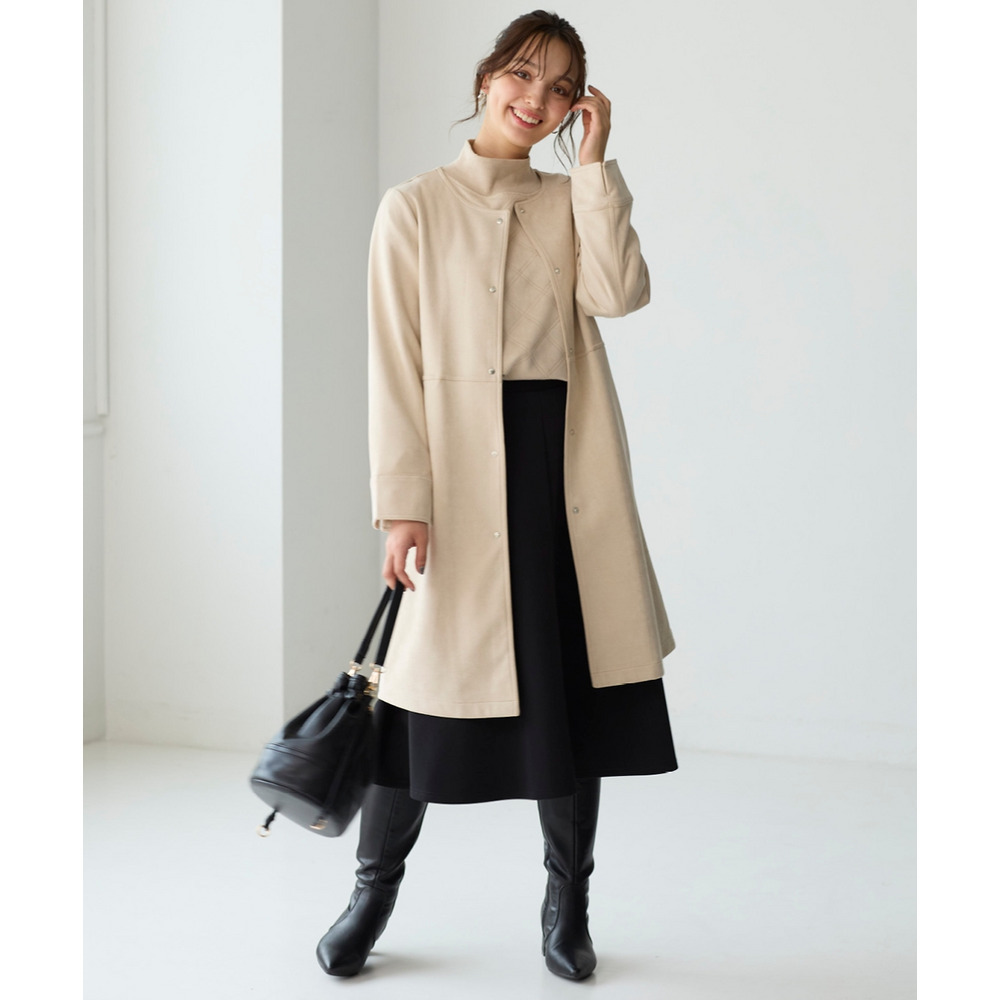 洗濯機で洗えるフェイクスエードエンボス柄ハイネックゆるプルオーバー 大きいサイズ20