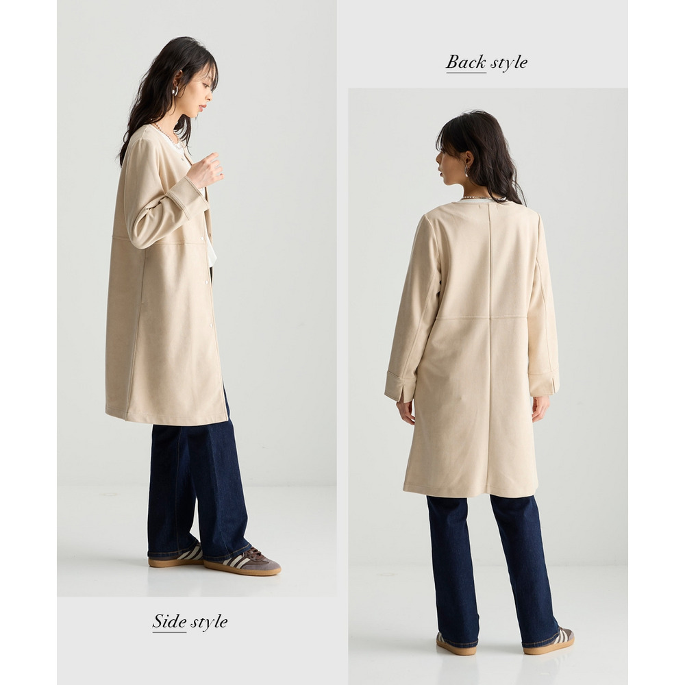 フェイクスエードノーカラーコート 大きいサイズ17