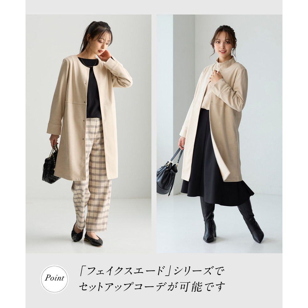 フェイクスエードノーカラーコート 大きいサイズ18