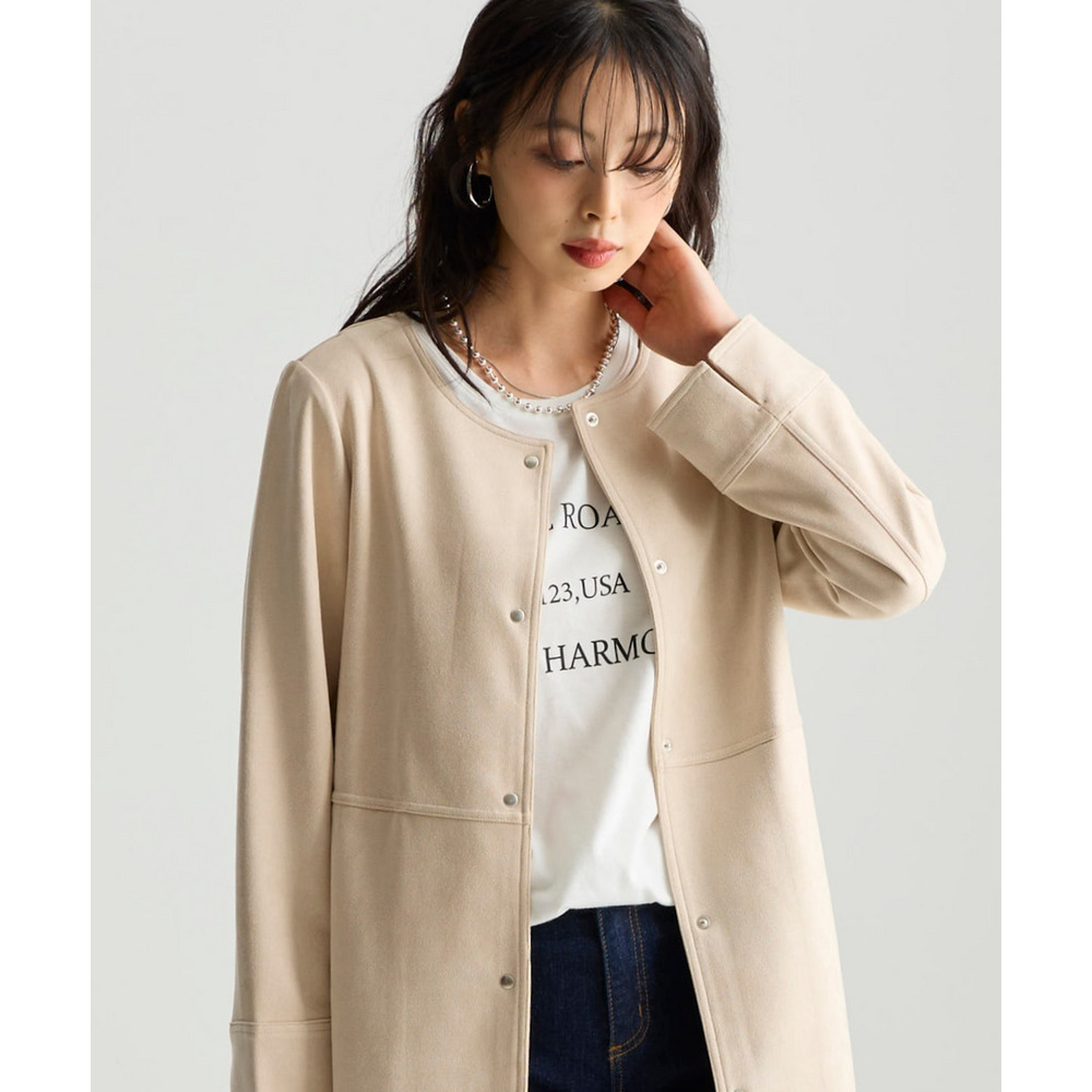 フェイクスエードノーカラーコート 大きいサイズ19