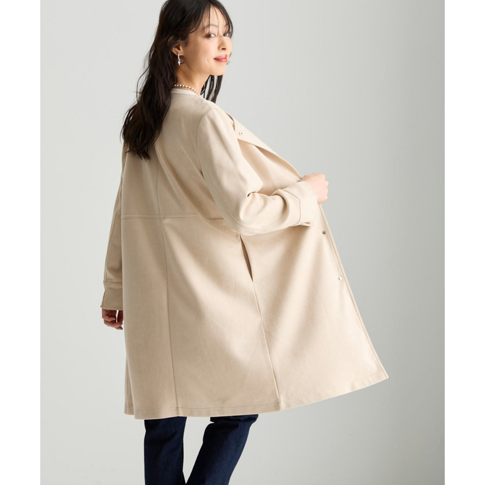フェイクスエードノーカラーコート 大きいサイズ21