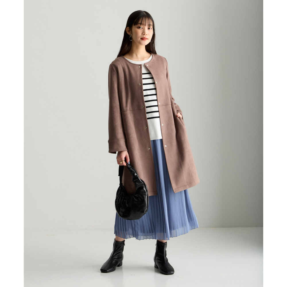 フェイクスエードノーカラーコート 大きいサイズ22