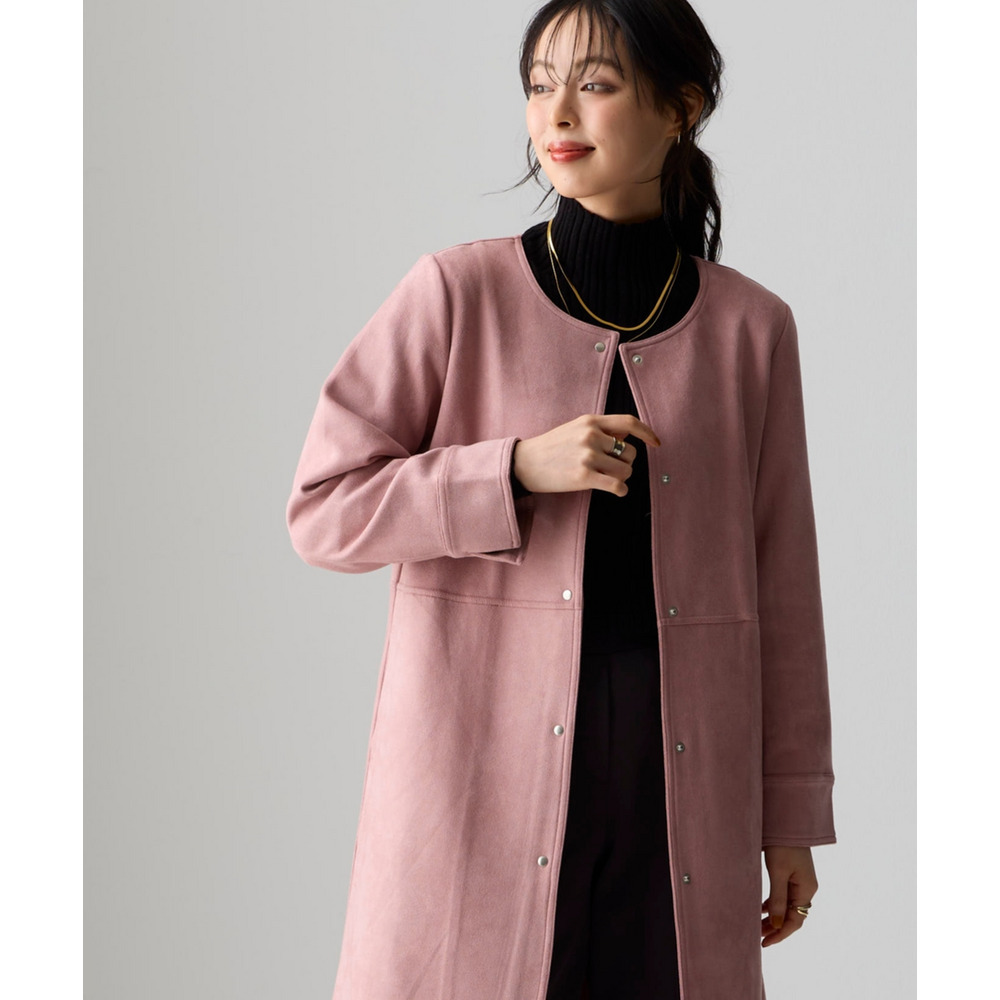 フェイクスエードノーカラーコート 大きいサイズ23