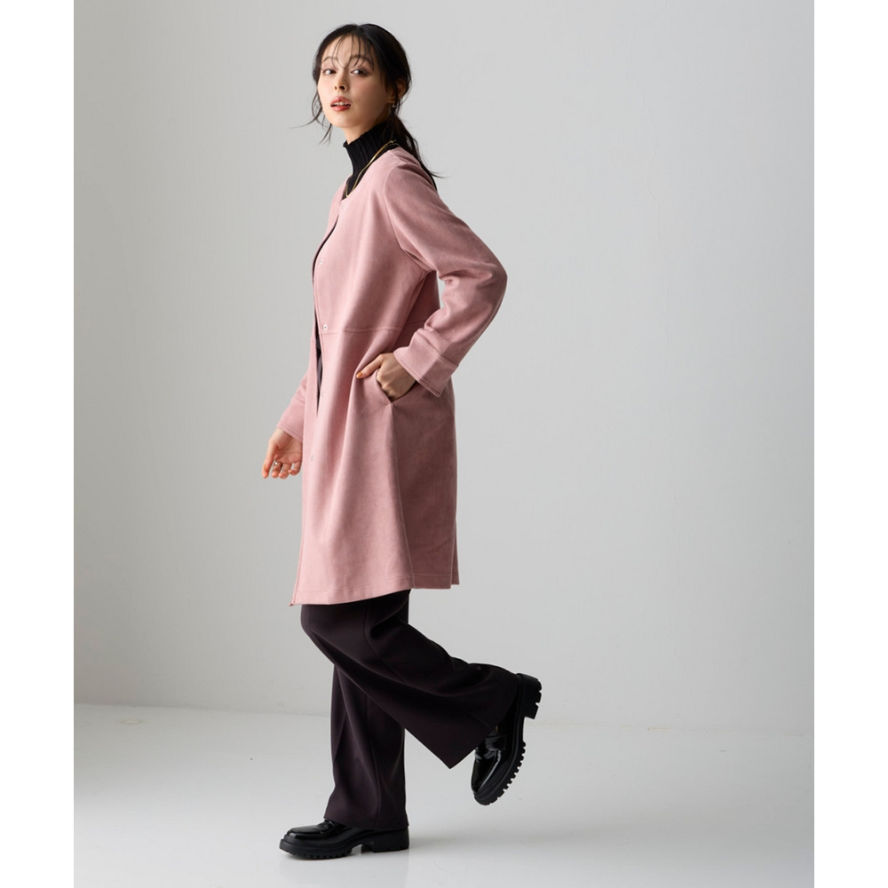 フェイクスエードノーカラーコート 大きいサイズ24