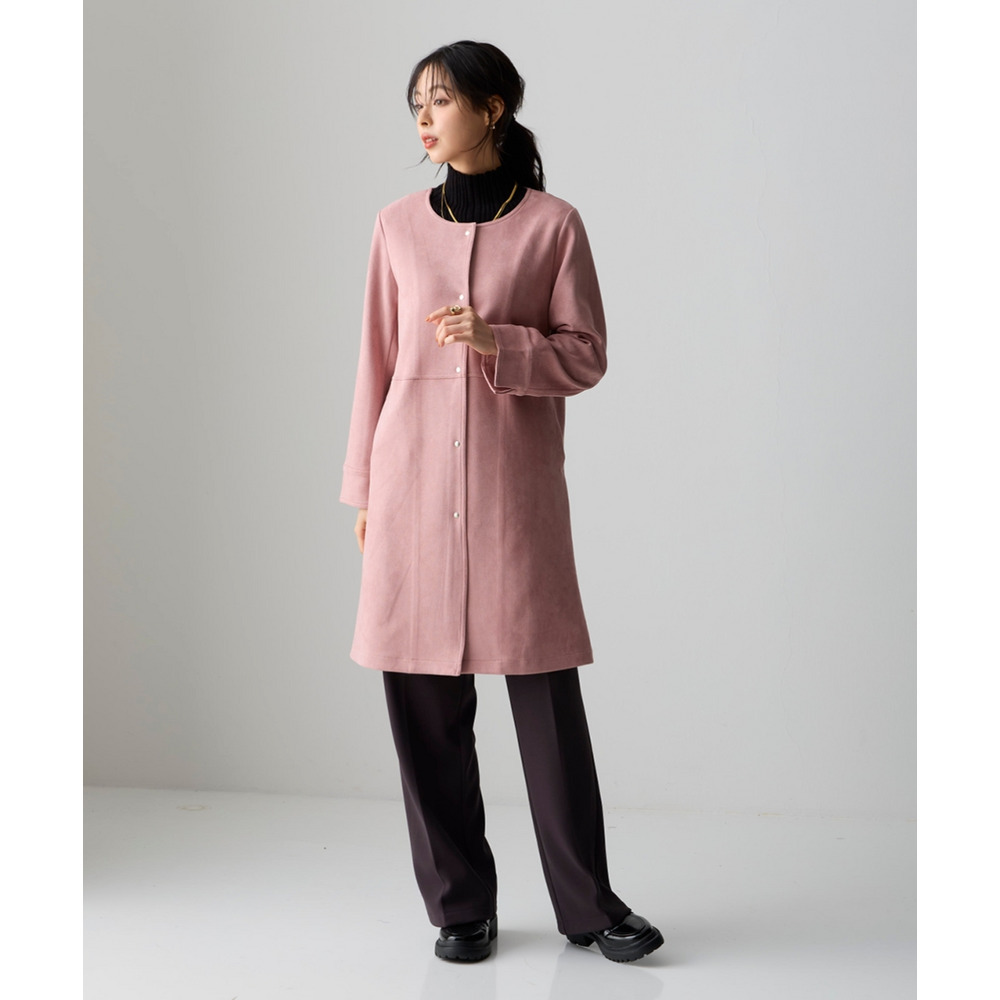 フェイクスエードノーカラーコート 大きいサイズ25