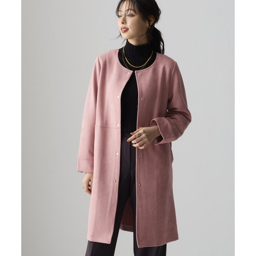 フェイクスエードノーカラーコート 大きいサイズ1
