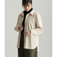 細コーデュロイワンポイント刺しゅうオーバーシャツ 大きいサイズ