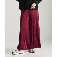 ストライプベロアワイドパンツ 大きいサイズ