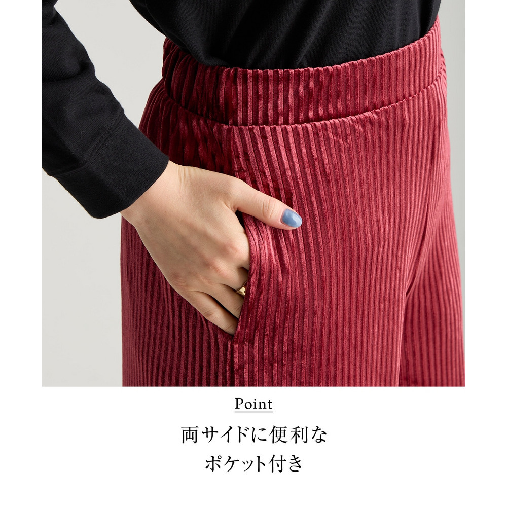 ストライプベロアワイドパンツ 大きいサイズ10