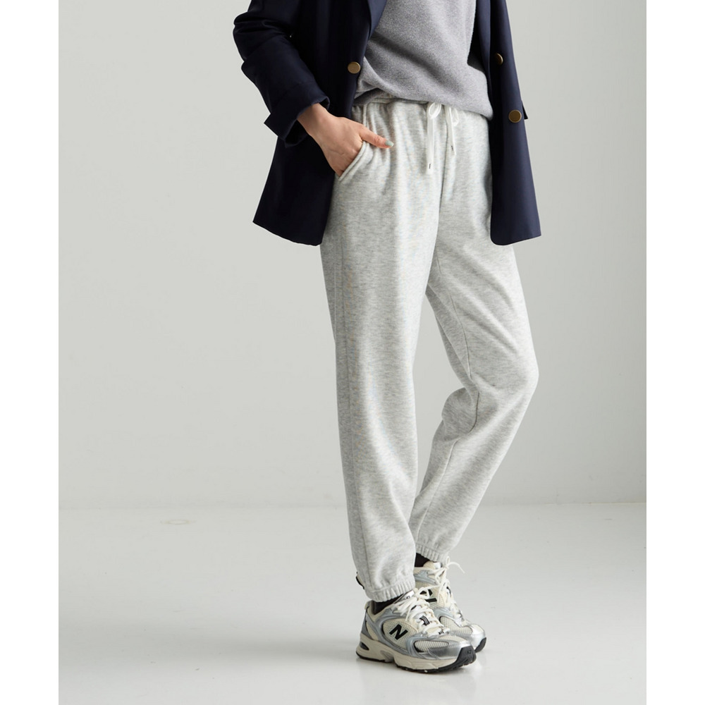 メランジ裏ベロアボンディングジョガーパンツ 大きいサイズ1