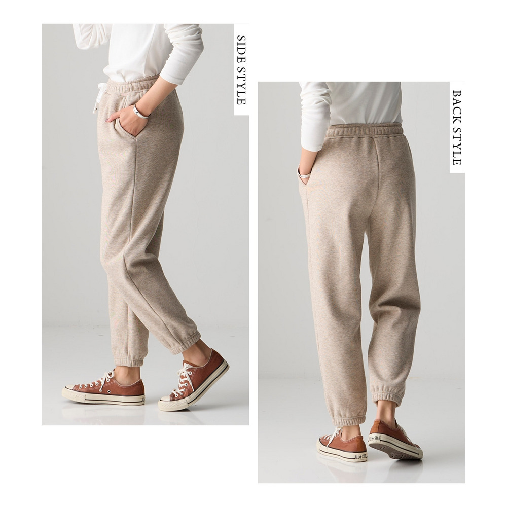 メランジ裏ベロアボンディングジョガーパンツ 大きいサイズ14