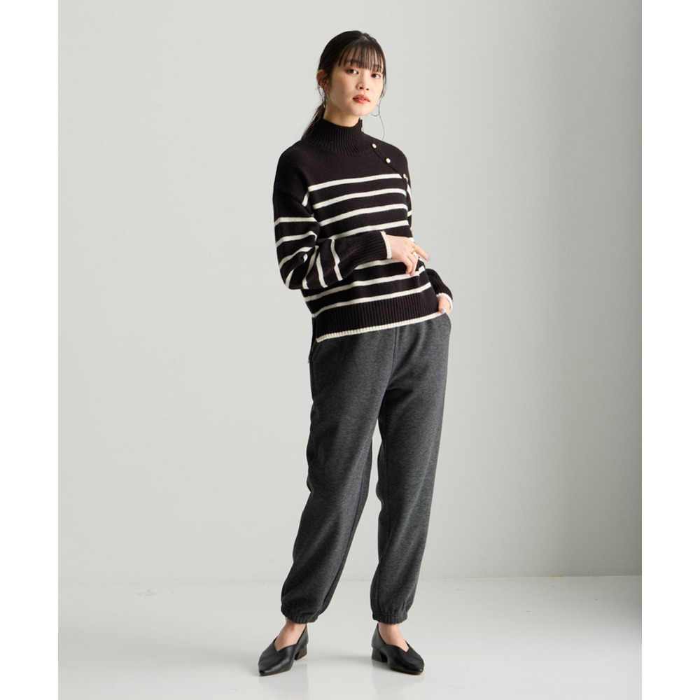 メランジ裏ベロアボンディングジョガーパンツ 大きいサイズ16