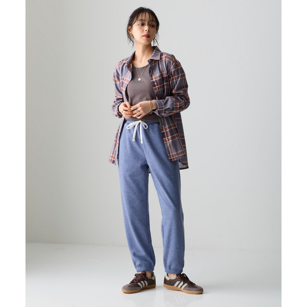 メランジ裏ベロアボンディングジョガーパンツ 大きいサイズ19