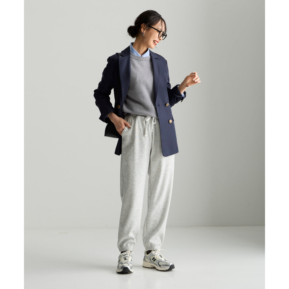 メランジ裏ベロアボンディングジョガーパンツ 大きいサイズ24