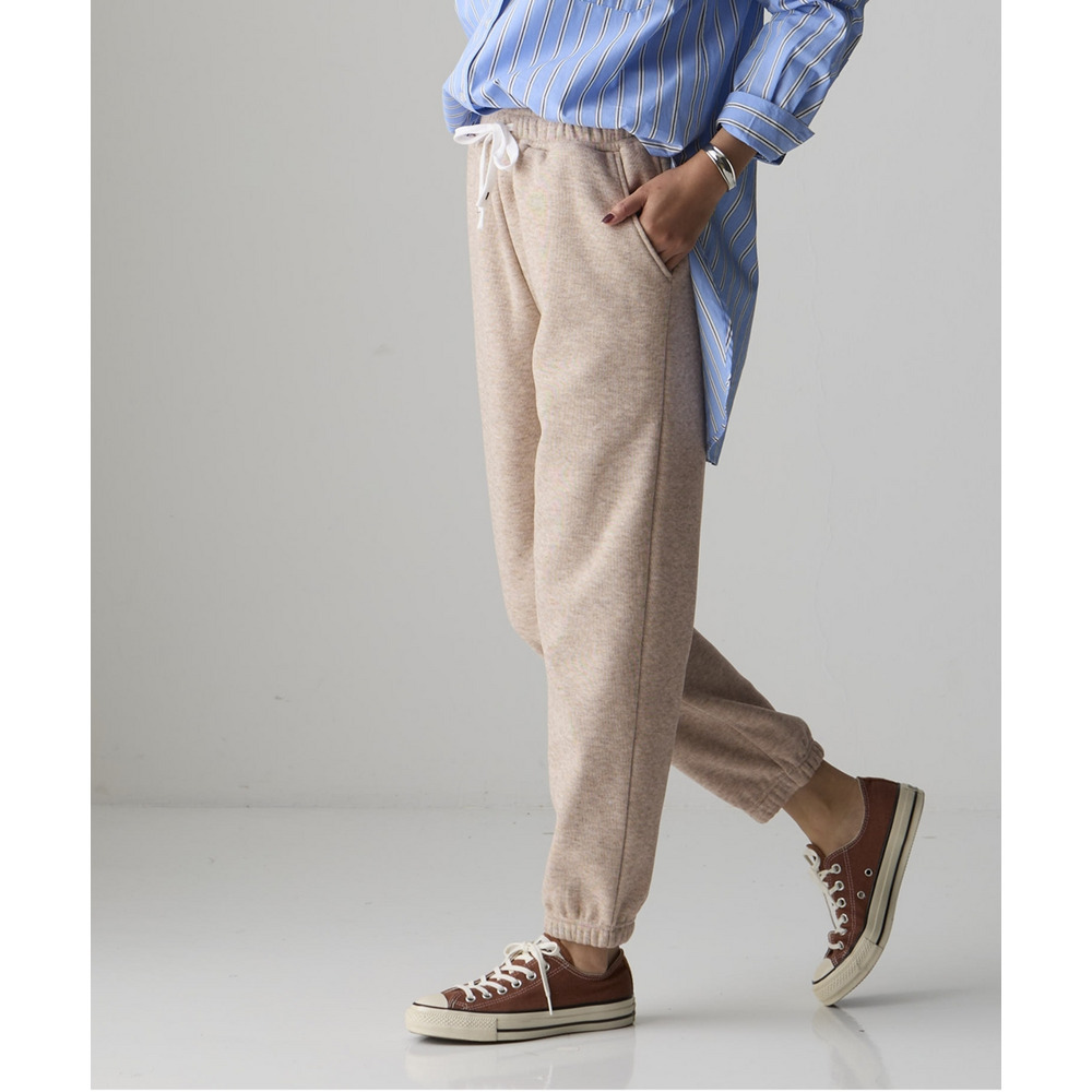 メランジ裏ベロアボンディングジョガーパンツ 大きいサイズ1