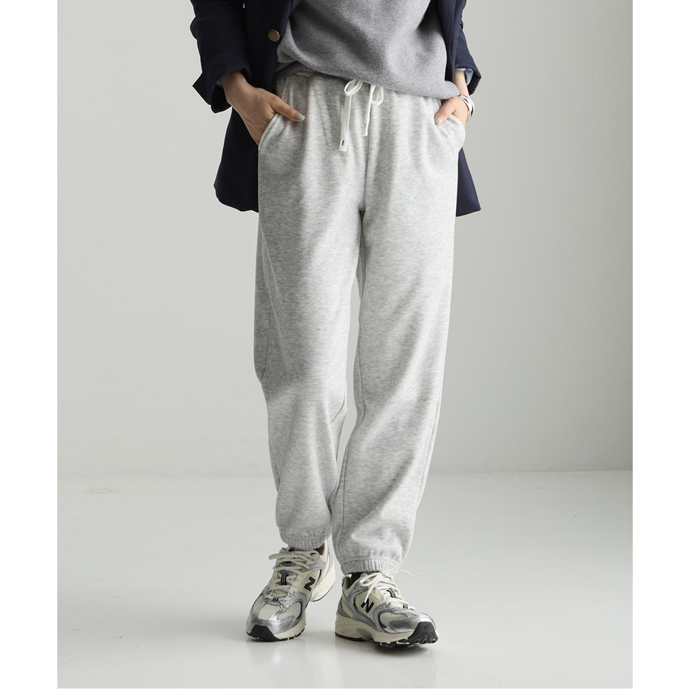 メランジ裏ベロアボンディングジョガーパンツ 大きいサイズ1