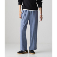 メランジ裏ベロアボンディングピンタックワイドパンツ 大きいサイズ