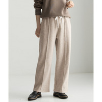 メランジ裏ベロアボンディングピンタックワイドパンツ 大きいサイズ