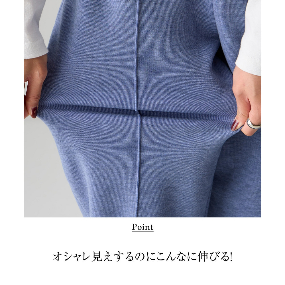 メランジ裏ベロアボンディングピンタックワイドパンツ 大きいサイズ8