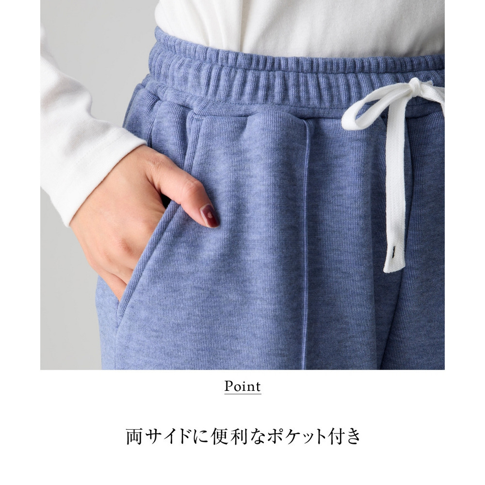 メランジ裏ベロアボンディングピンタックワイドパンツ 大きいサイズ9