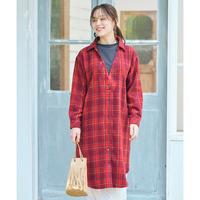 重ね着風モックネックシャツワンピース 大きいサイズ