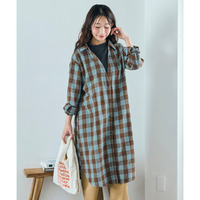 重ね着風モックネックシャツワンピース 大きいサイズ