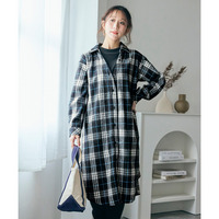 重ね着風モックネックシャツワンピース 大きいサイズ