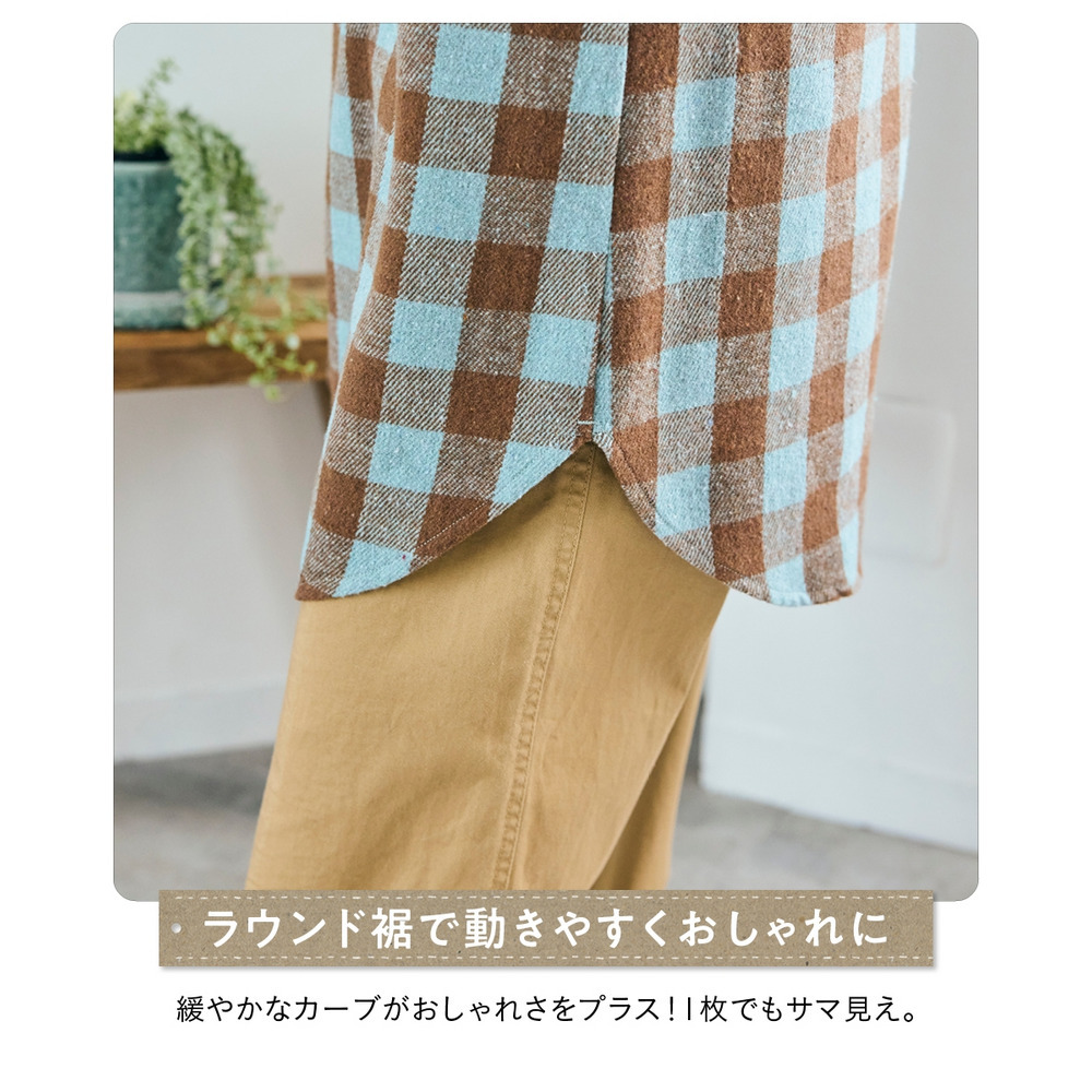 重ね着風モックネックシャツワンピース 大きいサイズ9