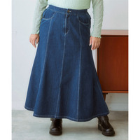 マキシ丈デニムスカート（ゆったりヒップ） 大きいサイズ