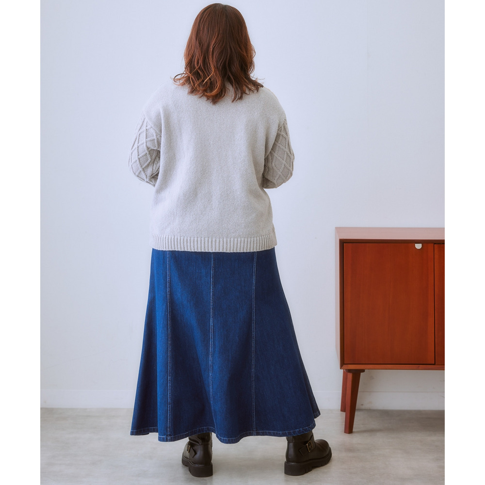 マキシ丈デニムスカート(ゆったりヒップ) 大きいサイズ8