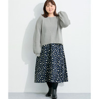 2点セット（あぜ編ニットプルオーバー＋インナーワンピース） 大きいサイズ