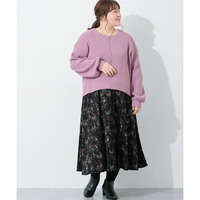 2点セット（あぜ編ニットプルオーバー＋インナーワンピース） 大きいサイズ